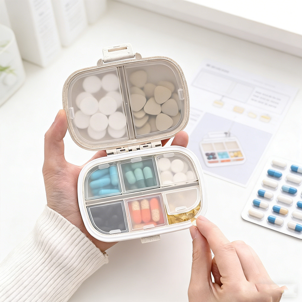 Desk Organizer - Portable Medicine Storage Case Weekly Pill