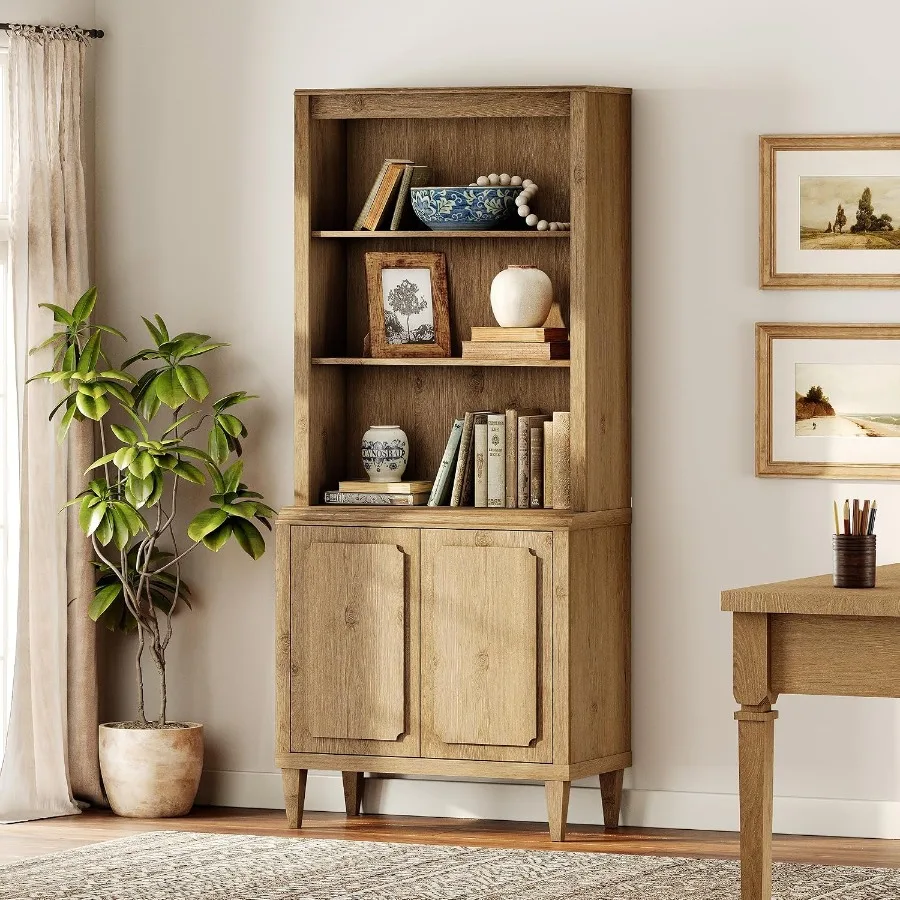 72.8 Tall Bookshelf with Doors - Bookshelf 评论和价格