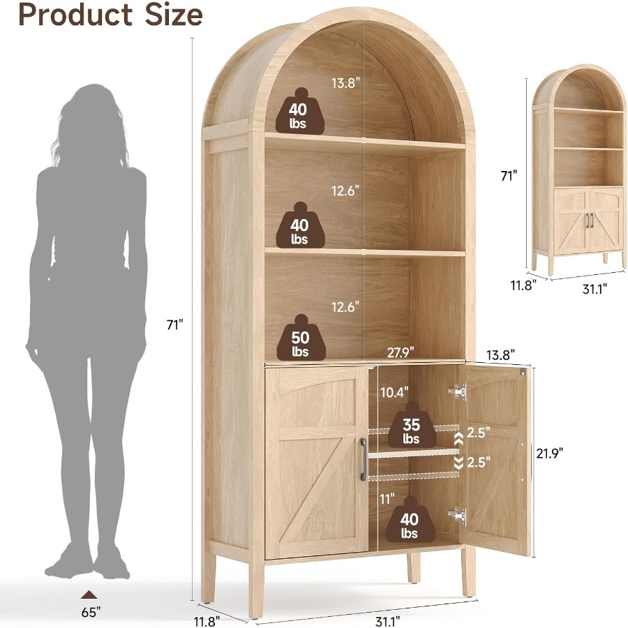 71 Arched Display Bookshelf fo - Bookshelf 评论和价格
